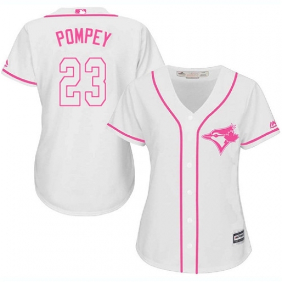 Women's Majestic Toronto Blue Jays #23 Dalton Pompey Replica White Fashion Cool Base MLB Jersey Women's Majestic Toronto Blue Jays #23 Dalton Pompey Replica White Fashion Cool Base MLB Jersey