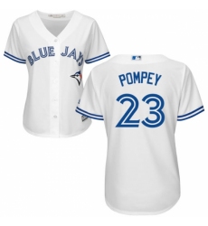 Women's Majestic Toronto Blue Jays #23 Dalton Pompey Replica White Home MLB Jersey Women's Majestic Toronto Blue Jays #23 Dalton Pompey Replica White Home MLB Jersey