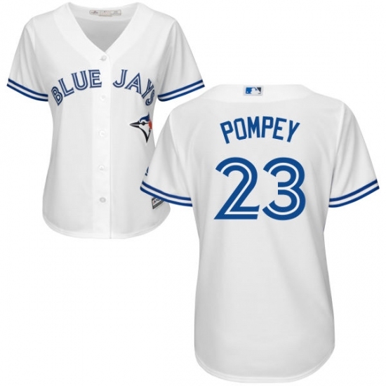 Women's Majestic Toronto Blue Jays #23 Dalton Pompey Replica White Home MLB Jersey Women's Majestic Toronto Blue Jays #23 Dalton Pompey Replica White Home MLB Jersey