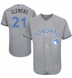 Men's Majestic Toronto Blue Jays #21 Roger Clemens Authentic Gray 2016 Father's Day Fashion Flex Base MLB Jersey Men's Majestic Toronto Blue Jays #21 Roger Clemens Authentic Gray 2016 Father's Day Fashion Flex Base MLB Jersey