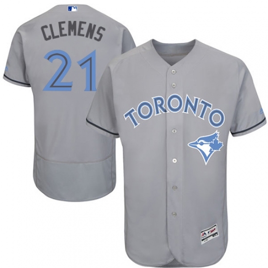 Men's Majestic Toronto Blue Jays #21 Roger Clemens Authentic Gray 2016 Father's Day Fashion Flex Base MLB Jersey Men's Majestic Toronto Blue Jays #21 Roger Clemens Authentic Gray 2016 Father's Day Fashion Flex Base MLB Jersey