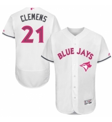 Men's Majestic Toronto Blue Jays #21 Roger Clemens Authentic White 2016 Mother's Day Fashion Flex Base MLB Jersey Men's Majestic Toronto Blue Jays #21 Roger Clemens Authentic White 2016 Mother's Day Fashion Flex Base MLB Jersey