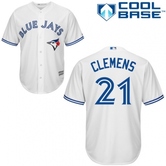 Men's Majestic Toronto Blue Jays #21 Roger Clemens Replica White Home MLB Jersey Men's Majestic Toronto Blue Jays #21 Roger Clemens Replica White Home MLB Jersey