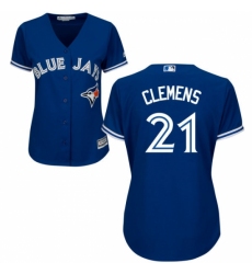Women's Majestic Toronto Blue Jays #21 Roger Clemens Replica Blue Alternate MLB Jersey Women's Majestic Toronto Blue Jays #21 Roger Clemens Replica Blue Alternate MLB Jersey