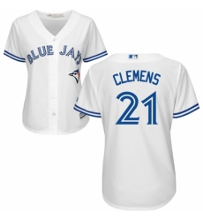 Women's Majestic Toronto Blue Jays #21 Roger Clemens Replica White Home MLB Jersey Women's Majestic Toronto Blue Jays #21 Roger Clemens Replica White Home MLB Jersey