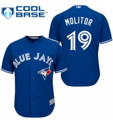 Men's Majestic Toronto Blue Jays #19 Paul Molitor Replica Blue Alternate MLB Jersey