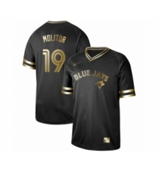 Men's Toronto Blue Jays #19 Paul Molitor Authentic Black Gold Fashion Baseball Jersey