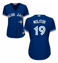 Women's Majestic Toronto Blue Jays #19 Paul Molitor Authentic Blue Alternate MLB Jersey