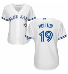 Women's Majestic Toronto Blue Jays #19 Paul Molitor Authentic White Home MLB Jersey