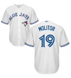 Youth Majestic Toronto Blue Jays #19 Paul Molitor Authentic White Home MLB Jersey
