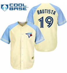 Men's Majestic Toronto Blue Jays #19 Jose Bautista Authentic Cream Exclusive Vintage Cool Base MLB Jersey