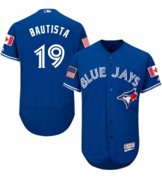 Men's Majestic Toronto Blue Jays #19 Jose Bautista Authentic Royal Blue Fashion Stars & Stripes Flex Base MLB Jersey