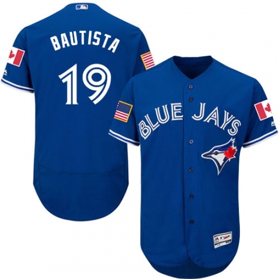 Men's Majestic Toronto Blue Jays #19 Jose Bautista Authentic Royal Blue Fashion Stars & Stripes Flex Base MLB Jersey Men's Majestic Toronto Blue Jays #19 Jose Bautista Authentic Royal Blue Fashion Stars & Stripes Flex Base MLB Jersey