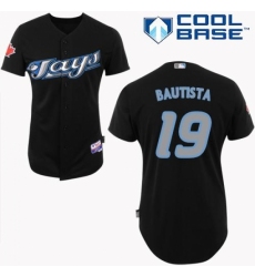 Men's Majestic Toronto Blue Jays #19 Jose Bautista Replica Black Cool Base MLB Jersey