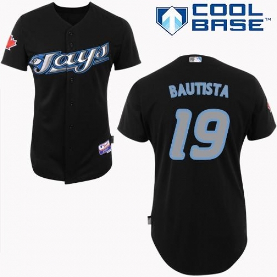 Men's Majestic Toronto Blue Jays #19 Jose Bautista Replica Black Cool Base MLB Jersey Men's Majestic Toronto Blue Jays #19 Jose Bautista Replica Black Cool Base MLB Jersey