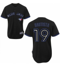 Men's Majestic Toronto Blue Jays #19 Jose Bautista Replica Black Fashion MLB Jersey