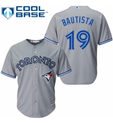 Men's Majestic Toronto Blue Jays #19 Jose Bautista Replica Grey Road MLB Jersey Men's Majestic Toronto Blue Jays #19 Jose Bautista Replica Grey Road MLB Jersey