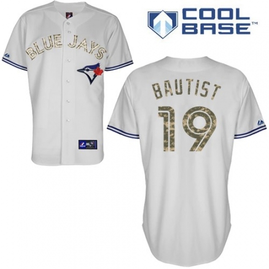 Men's Majestic Toronto Blue Jays #19 Jose Bautista Replica Grey USMC Cool Base MLB Jersey Men's Majestic Toronto Blue Jays #19 Jose Bautista Replica Grey USMC Cool Base MLB Jersey
