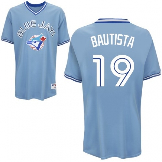 Men's Majestic Toronto Blue Jays #19 Jose Bautista Replica Light Blue MLB Jersey Men's Majestic Toronto Blue Jays #19 Jose Bautista Replica Light Blue MLB Jersey