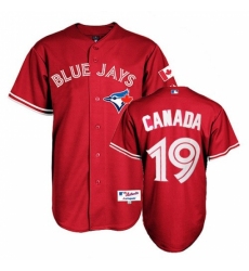 Men's Majestic Toronto Blue Jays #19 Jose Bautista Replica Red Canada Day MLB Jersey