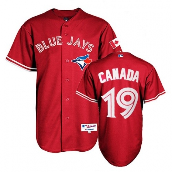 Men's Majestic Toronto Blue Jays #19 Jose Bautista Replica Red Canada Day MLB Jersey Men's Majestic Toronto Blue Jays #19 Jose Bautista Replica Red Canada Day MLB Jersey