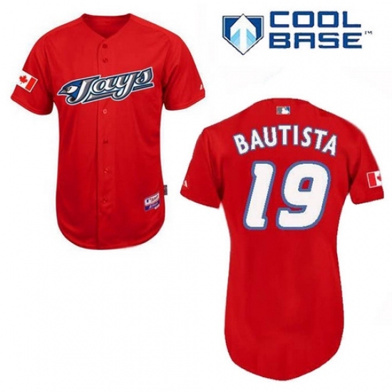 Men's Majestic Toronto Blue Jays #19 Jose Bautista Replica Red Cool Base MLB Jersey Men's Majestic Toronto Blue Jays #19 Jose Bautista Replica Red Cool Base MLB Jersey