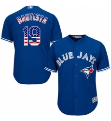 Men's Majestic Toronto Blue Jays #19 Jose Bautista Replica Royal Blue USA Flag Fashion MLB Jersey Men's Majestic Toronto Blue Jays #19 Jose Bautista Replica Royal Blue USA Flag Fashion MLB Jersey