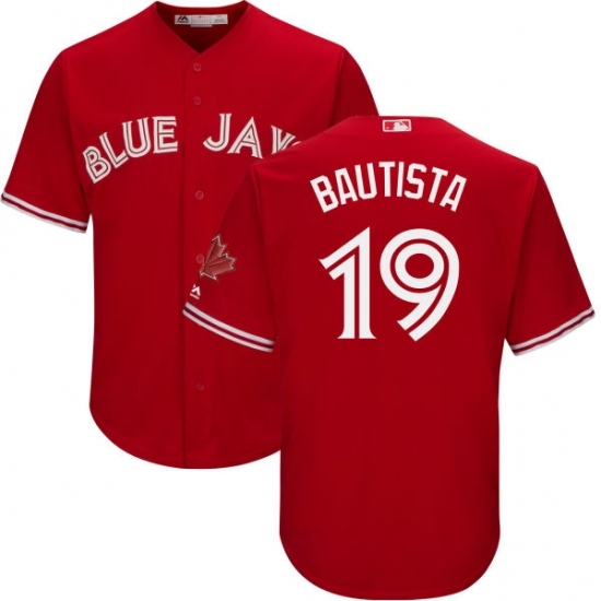 Men's Majestic Toronto Blue Jays #19 Jose Bautista Replica Scarlet Alternate Cool Base MLB Jersey Men's Majestic Toronto Blue Jays #19 Jose Bautista Replica Scarlet Alternate Cool Base MLB Jersey