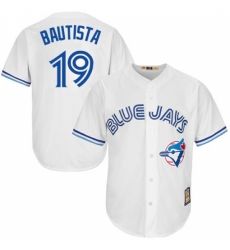 Men's Majestic Toronto Blue Jays #19 Jose Bautista Replica White Cooperstown MLB Jersey Men's Majestic Toronto Blue Jays #19 Jose Bautista Replica White Cooperstown MLB Jersey
