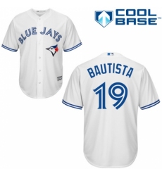 Men's Majestic Toronto Blue Jays #19 Jose Bautista Replica White Home MLB Jersey Men's Majestic Toronto Blue Jays #19 Jose Bautista Replica White Home MLB Jersey