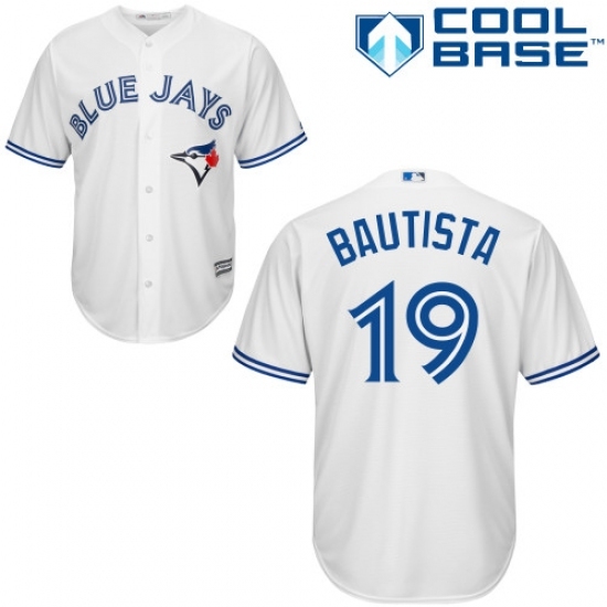 Men's Majestic Toronto Blue Jays #19 Jose Bautista Replica White Home MLB Jersey Men's Majestic Toronto Blue Jays #19 Jose Bautista Replica White Home MLB Jersey