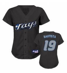 Women's Majestic Toronto Blue Jays #19 Jose Bautista Replica Black MLB Jersey Women's Majestic Toronto Blue Jays #19 Jose Bautista Replica Black MLB Jersey