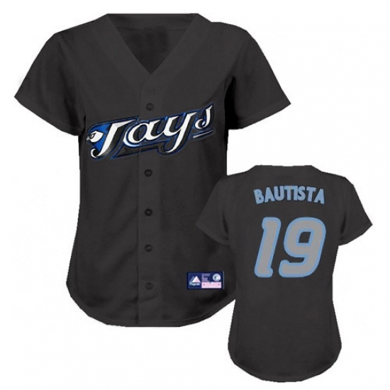 Women's Majestic Toronto Blue Jays #19 Jose Bautista Replica Black MLB Jersey Women's Majestic Toronto Blue Jays #19 Jose Bautista Replica Black MLB Jersey