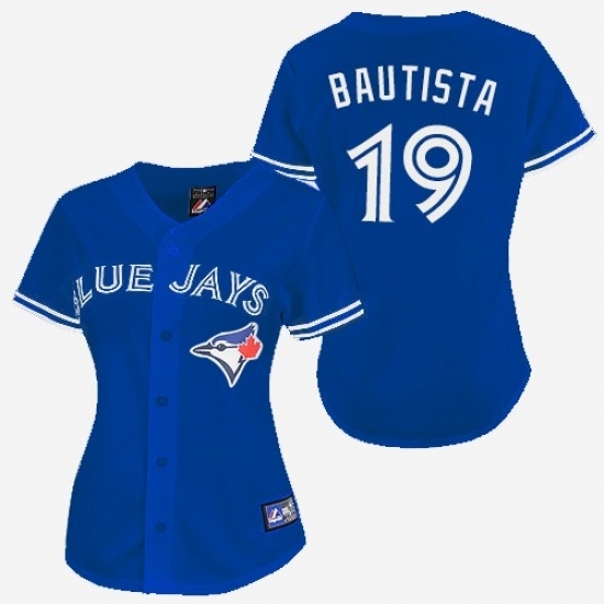 Women's Majestic Toronto Blue Jays #19 Jose Bautista Replica Blue MLB Jersey Women's Majestic Toronto Blue Jays #19 Jose Bautista Replica Blue MLB Jersey