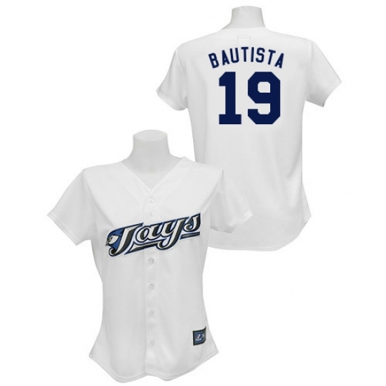 Women's Majestic Toronto Blue Jays #19 Jose Bautista Replica White MLB Jersey Women's Majestic Toronto Blue Jays #19 Jose Bautista Replica White MLB Jersey