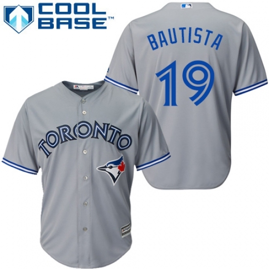 Youth Majestic Toronto Blue Jays #19 Jose Bautista Replica Grey Road MLB Jersey Youth Majestic Toronto Blue Jays #19 Jose Bautista Replica Grey Road MLB Jersey