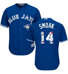 Men's Majestic Toronto Blue Jays #14 Justin Smoak Authentic Blue Team Logo Fashion MLB Jersey