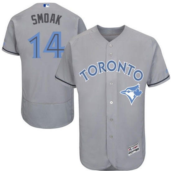 Men's Majestic Toronto Blue Jays #14 Justin Smoak Authentic Gray 2016 Father's Day Fashion Flex Base MLB Jersey Men's Majestic Toronto Blue Jays #14 Justin Smoak Authentic Gray 2016 Father's Day Fashion Flex Base MLB Jersey