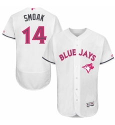 Men's Majestic Toronto Blue Jays #14 Justin Smoak Authentic White 2016 Mother's Day Fashion Flex Base MLB Jersey Men's Majestic Toronto Blue Jays #14 Justin Smoak Authentic White 2016 Mother's Day Fashion Flex Base MLB Jersey