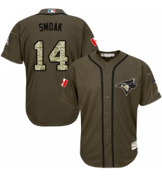 Men's Majestic Toronto Blue Jays #14 Justin Smoak Replica Green Salute to Service MLB Jersey Men's Majestic Toronto Blue Jays #14 Justin Smoak Replica Green Salute to Service MLB Jersey