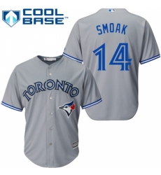 Men's Majestic Toronto Blue Jays #14 Justin Smoak Replica Grey Road MLB Jersey