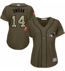 Women's Majestic Toronto Blue Jays #14 Justin Smoak Replica Green Salute to Service MLB Jersey Women's Majestic Toronto Blue Jays #14 Justin Smoak Replica Green Salute to Service MLB Jersey