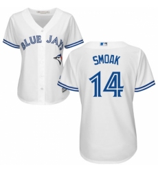 Women's Majestic Toronto Blue Jays #14 Justin Smoak Replica White Home MLB Jersey