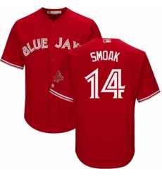 Youth Majestic Toronto Blue Jays #14 Justin Smoak Authentic Scarlet Alternate MLB Jersey