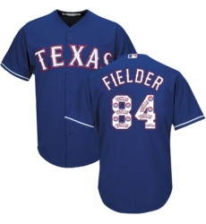 Men's Majestic Texas Rangers #84 Prince Fielder Authentic Royal Blue Team Logo Fashion Cool Base MLB Jersey Men's Majestic Texas Rangers #84 Prince Fielder Authentic Royal Blue Team Logo Fashion Cool Base MLB Jersey