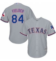 Men's Majestic Texas Rangers #84 Prince Fielder Replica Grey Road Cool Base MLB Jersey