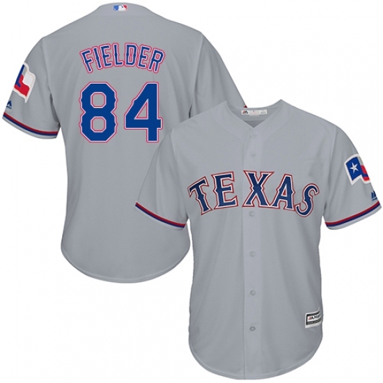 Men's Majestic Texas Rangers #84 Prince Fielder Replica Grey Road Cool Base MLB Jersey Men's Majestic Texas Rangers #84 Prince Fielder Replica Grey Road Cool Base MLB Jersey