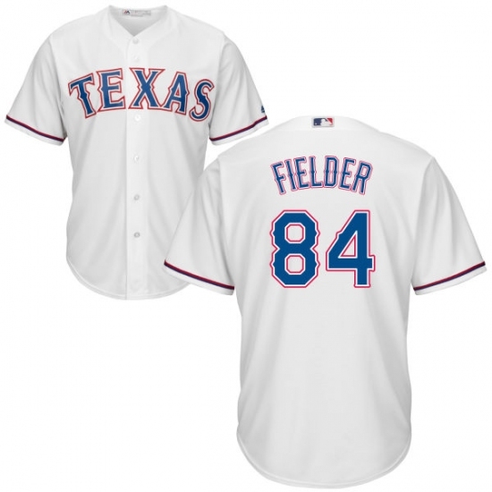Men's Majestic Texas Rangers #84 Prince Fielder Replica White Home Cool Base MLB Jersey Men's Majestic Texas Rangers #84 Prince Fielder Replica White Home Cool Base MLB Jersey