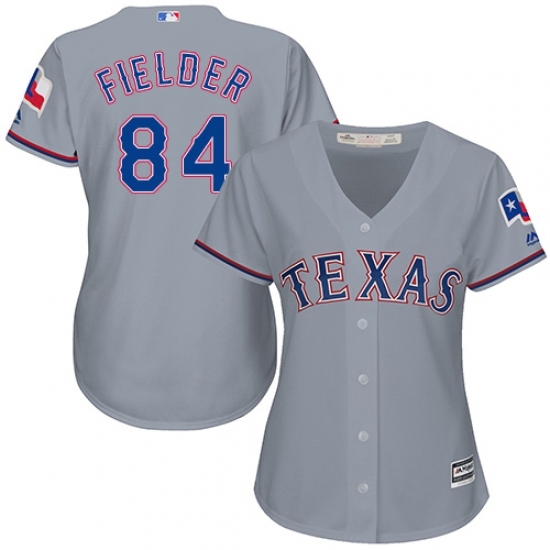 Women's Majestic Texas Rangers #84 Prince Fielder Replica Grey Road Cool Base MLB Jersey Women's Majestic Texas Rangers #84 Prince Fielder Replica Grey Road Cool Base MLB Jersey