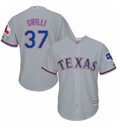 Men's Majestic Texas Rangers #37 Jason Grilli Replica Grey Road Cool Base MLB Jersey